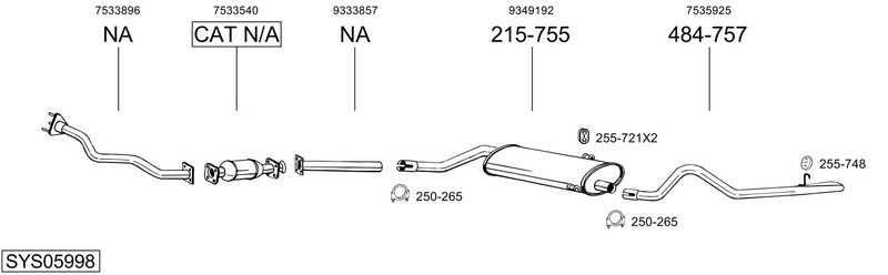 BOSAL kipufogórendszer SYS05998