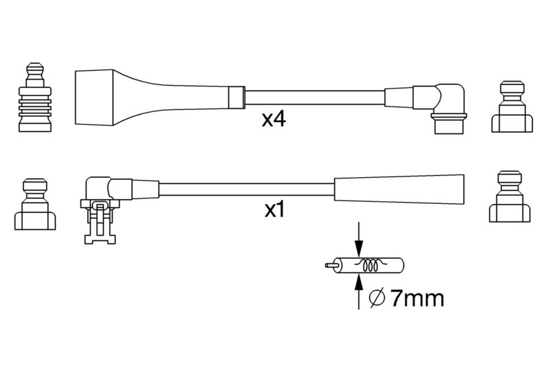 BOSCH ,B254 дроти високого напруги 5шт. RENAULT 19 VOLVO 440, 460