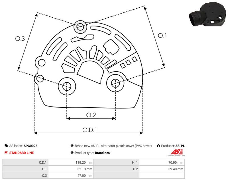 AS-PL APC0028 Protective Cap, alternator