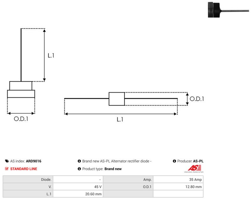 AS-PL ARD9016 Rectifier, alternator