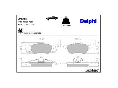DELPHI LP1315 Brake Pad Set, disc brake