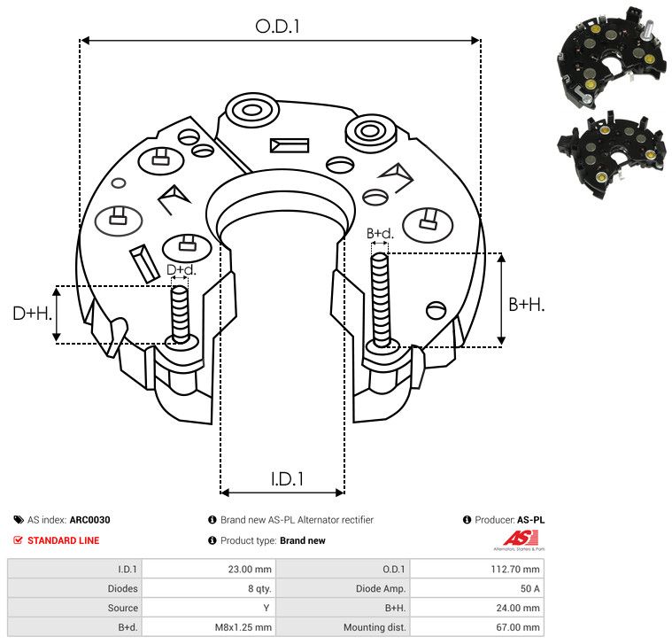 AS-PL ARC0030 Rectifier, alternator