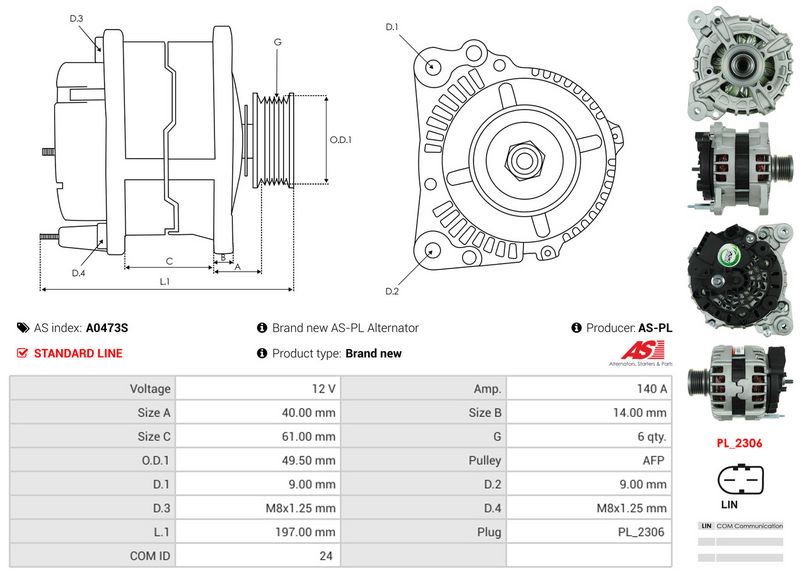 AS-PL A0473S Alternator