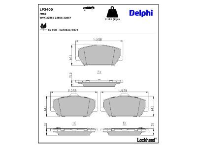 DELPHI LP3400 - Brake Pad Set, disc brake
