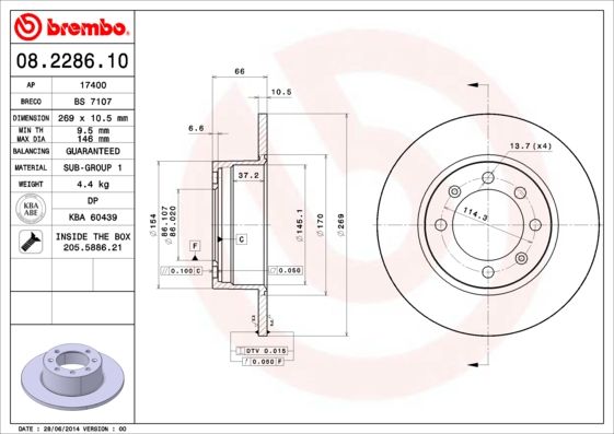 BREMBO Remschijf 08.2286.10