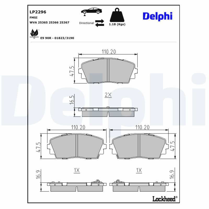 Piduriklotsi komplekt, ketaspidur, DELPHI LP2296