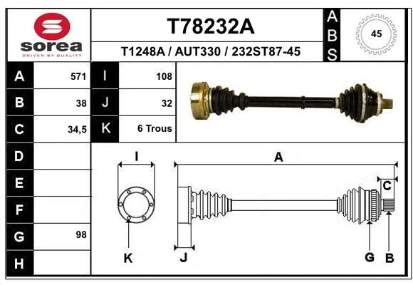 EAI hajtótengely T78232A