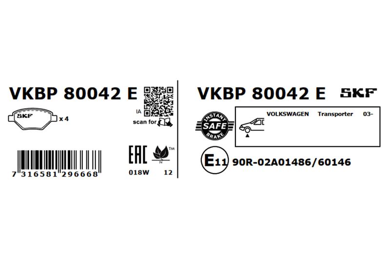 SKF VKBP 80042 E Brake Pad Set, disc brake