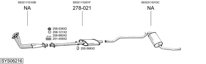 BOSAL kipufogórendszer SYS06216