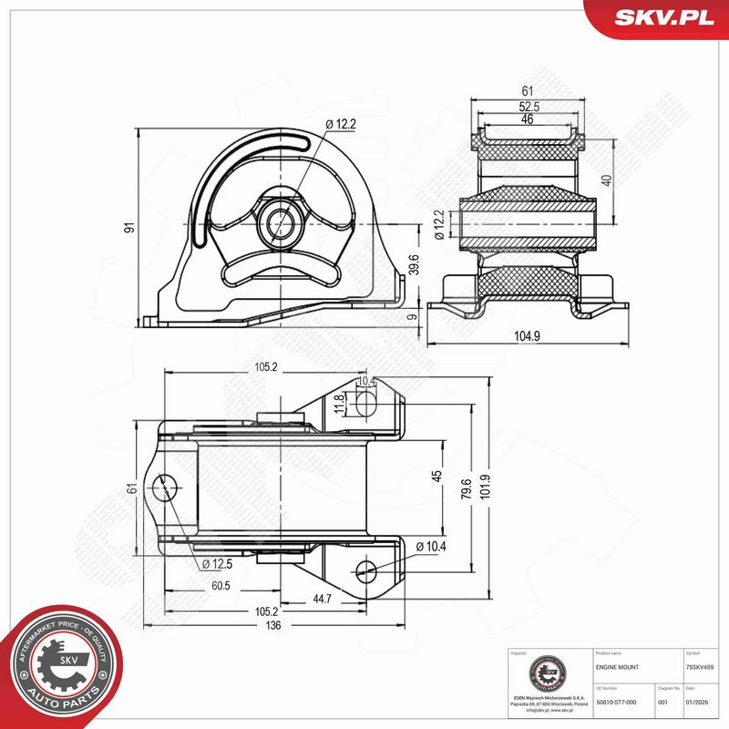ESEN SKV 75SKV459 Mounting, engine