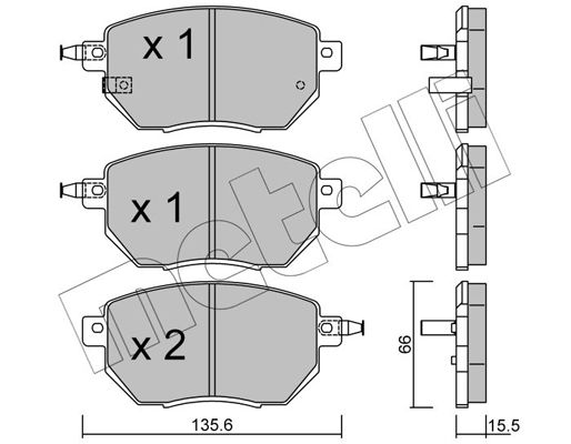 Комплект гальмівних накладок, дискове гальмо, Metelli 2207410