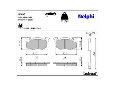 DELPHI LP490 Brake Pad Set, disc brake