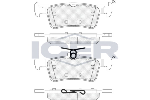 Комплект гальмівних накладок, дискове гальмо, Icer 182174-208