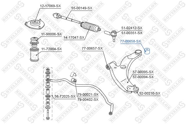 STELLOX 77-00658-SX Mounting, control/trailing arm