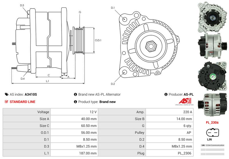AS-PL A3410S Alternator