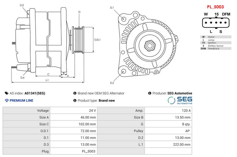 Brand new OEM SEG Alternator