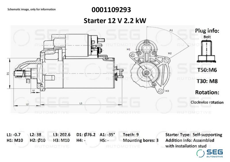 SEG Automotive 0001109293 Starter
