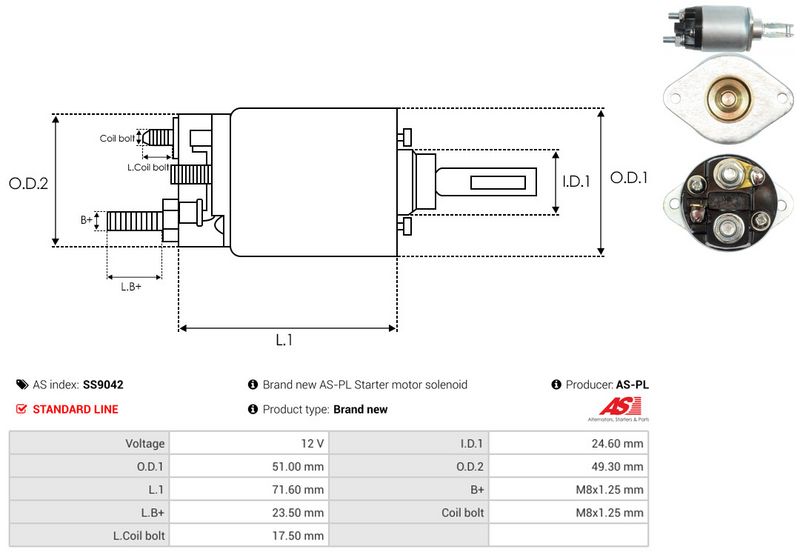 Magnetlülitus, starter, AS-PL SS9042