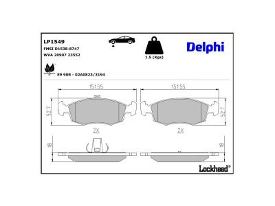 DELPHI LP1549 - Brake Pad Set, disc brake