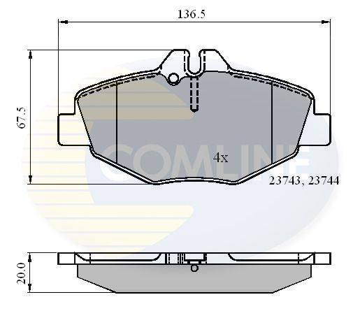 Комплект гальмівних накладок, дискове гальмо, Comline CBP01209