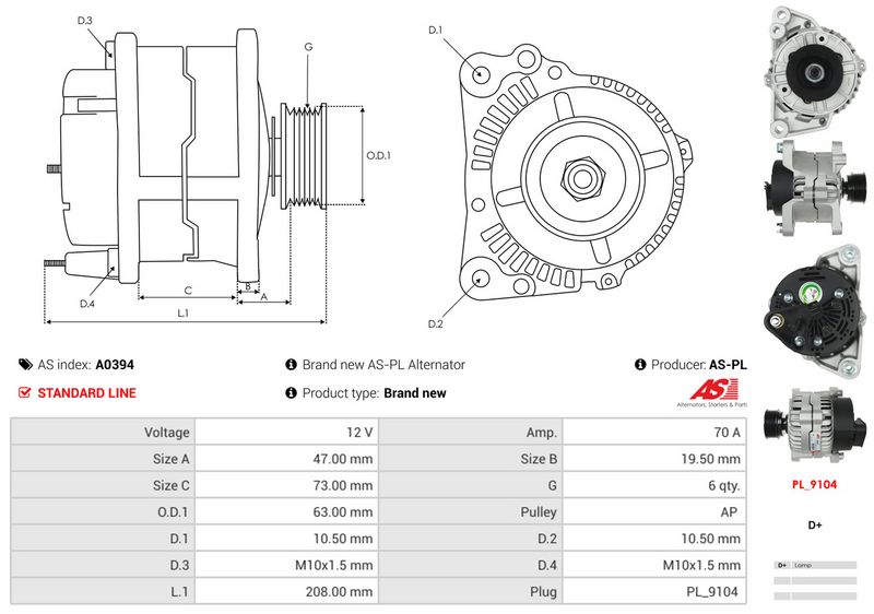 AS-PL A0394 Alternator