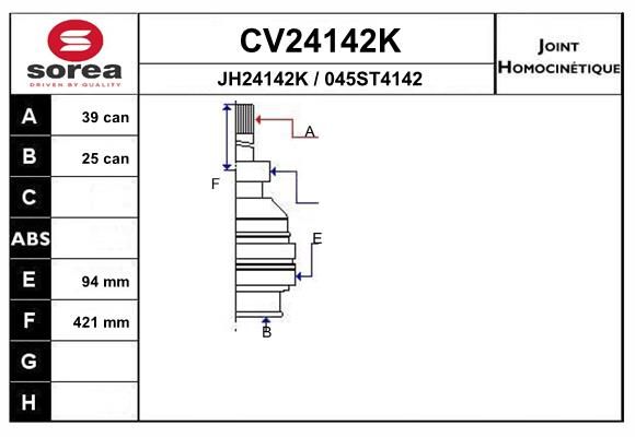 EAI csuklókészlet, hajtótengely CV24142K