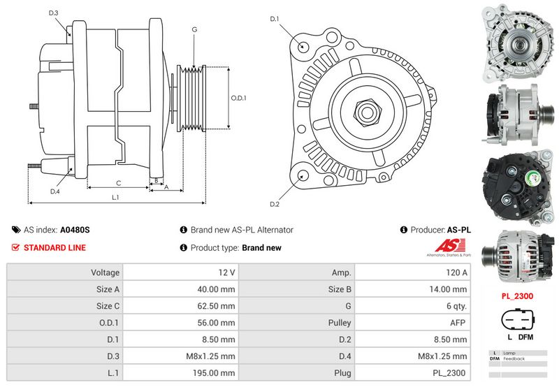 AS-PL A0480S Alternator