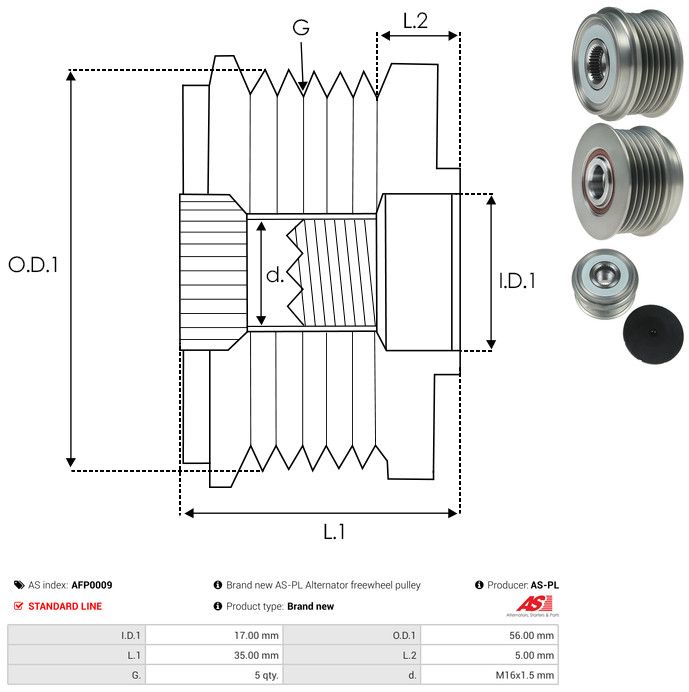 AS-PL AFP0009 Alternator Freewheel Clutch