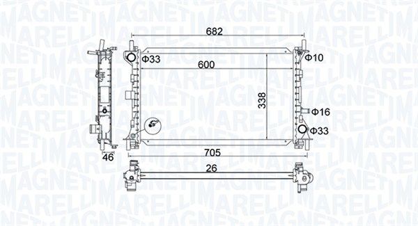 MAGNETI MARELLI FORD радиатор водяного охлаждения FOCUS 1.4 1.6 1.8 98-