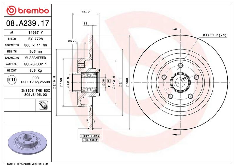 Disc frana 08.A239.17 BREMBO