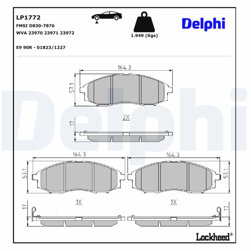 Piduriklotsi komplekt, ketaspidur, DELPHI LP1772