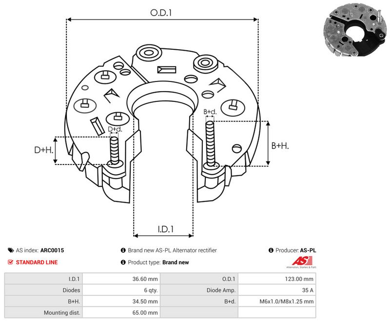 AS-PL ARC0015 Rectifier, alternator