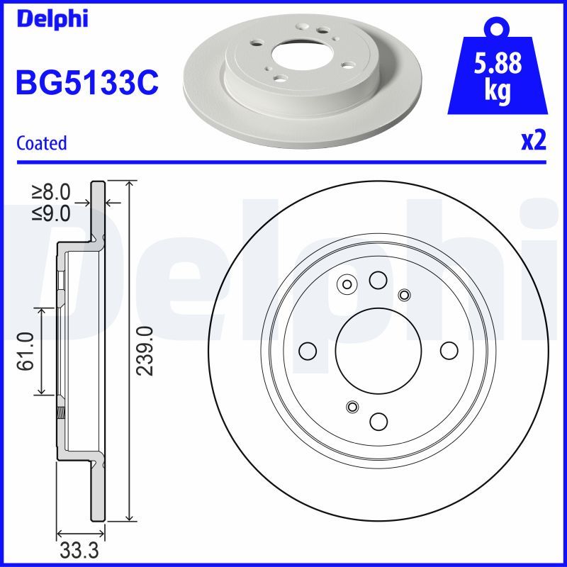 Гальмівний диск, Delphi BG5133C