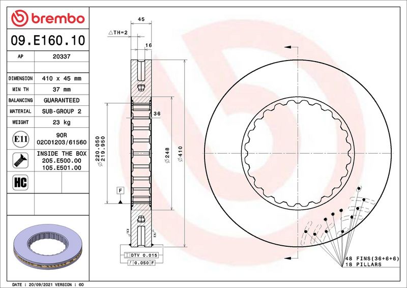 BREMBO 09.E160.10 Brake Disc