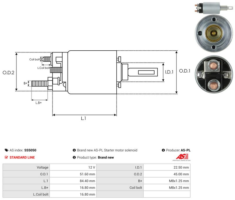 AS-PL SS5050 Solenoid Switch, starter