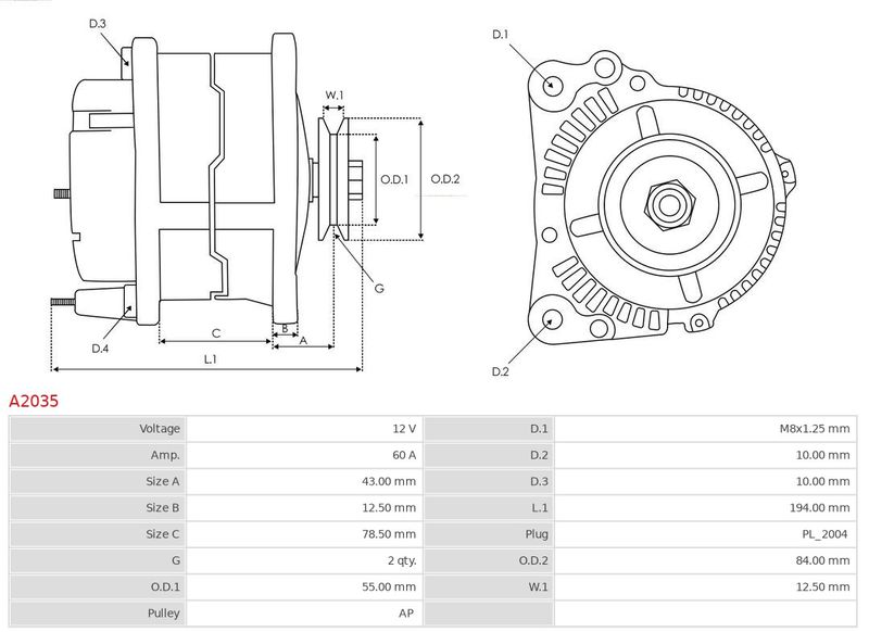 AS-PL A2035 Alternator