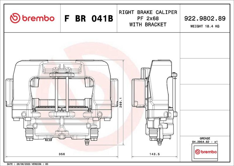 BREMBO FBR041B Brake Caliper