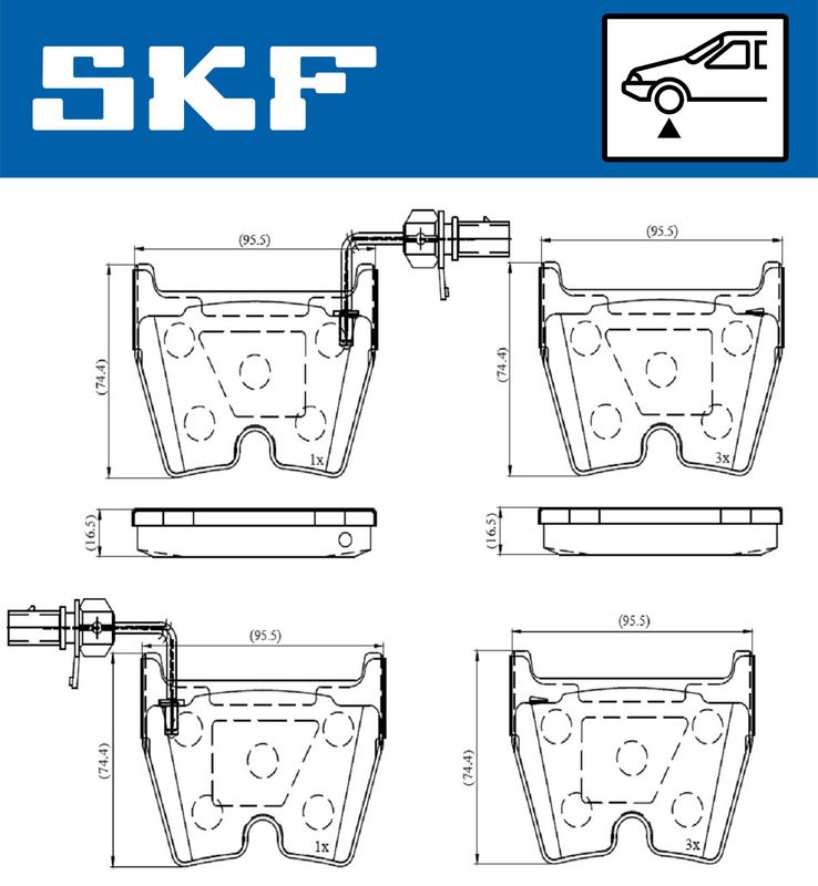 Комплект гальмівних накладок, дискове гальмо, Skf VKBP80369E