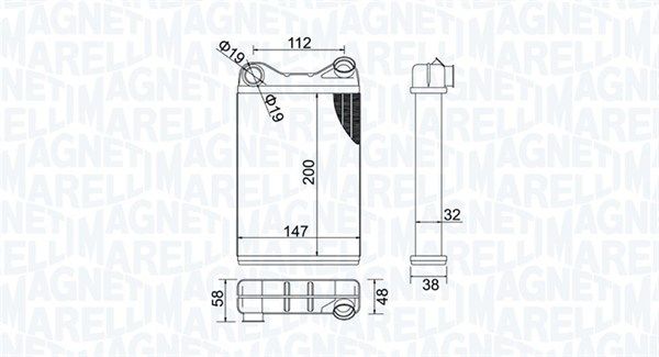 Теплообмінник, система опалення салону, Magneti Marelli 350218456000