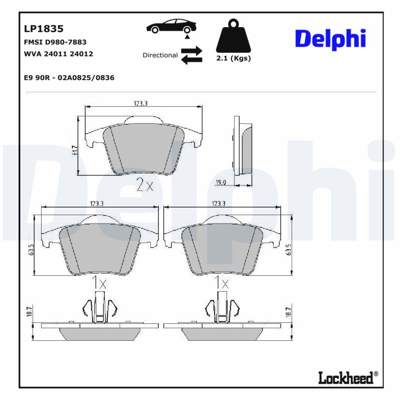 Piduriklotsi komplekt, ketaspidur, DELPHI LP1835