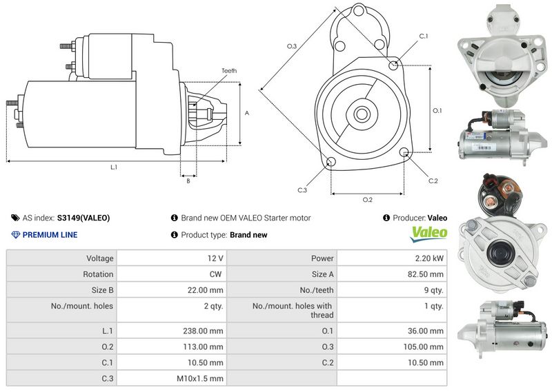 AS-PL S3149(VALEO) Starter