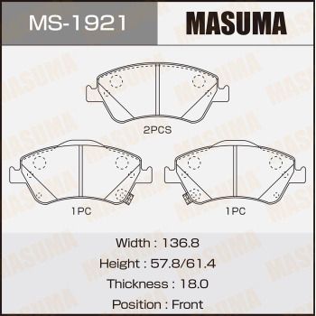 Комплект гальмівних колодок, Masuma MS1921