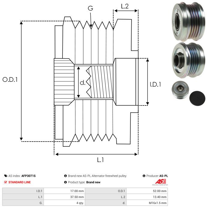 AS-PL AFP3071S Alternator Freewheel Clutch