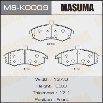 Комплект гальмівних колодок, Masuma MS-K0009