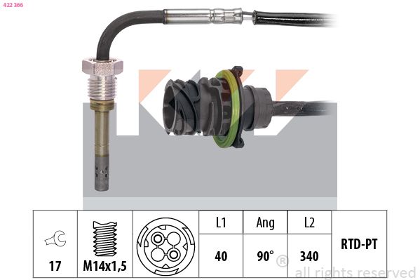 KW Érzékelő, kipufogógáz-hőmérséklet 422 366