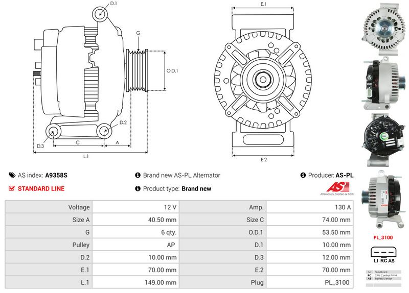 This part match OEM code: 5L8Z-10346-LA