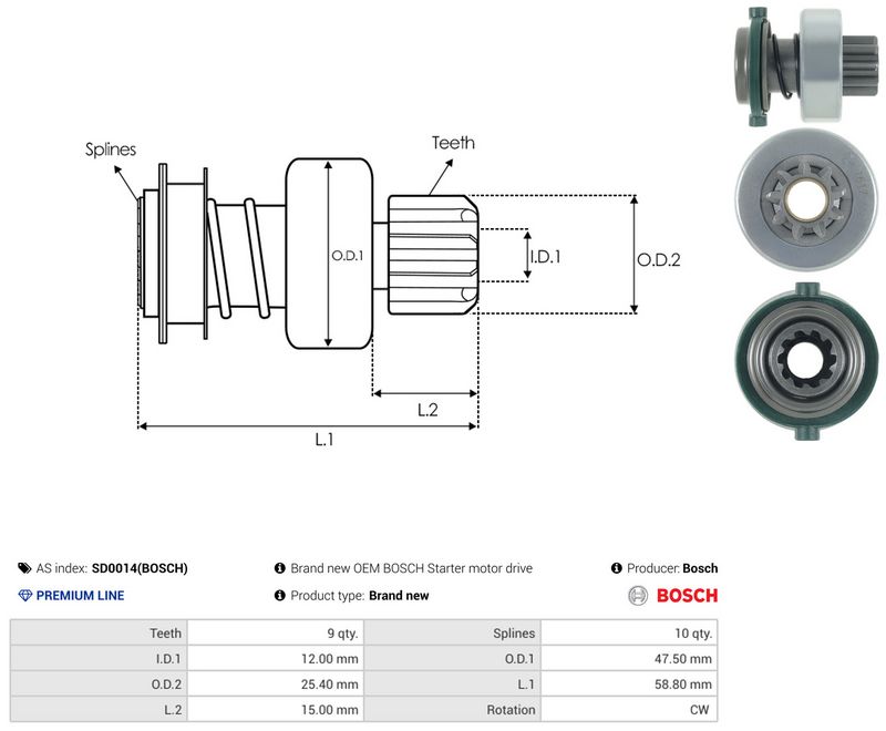 AS-PL SD0014(BOSCH) Freewheel Gear, starter