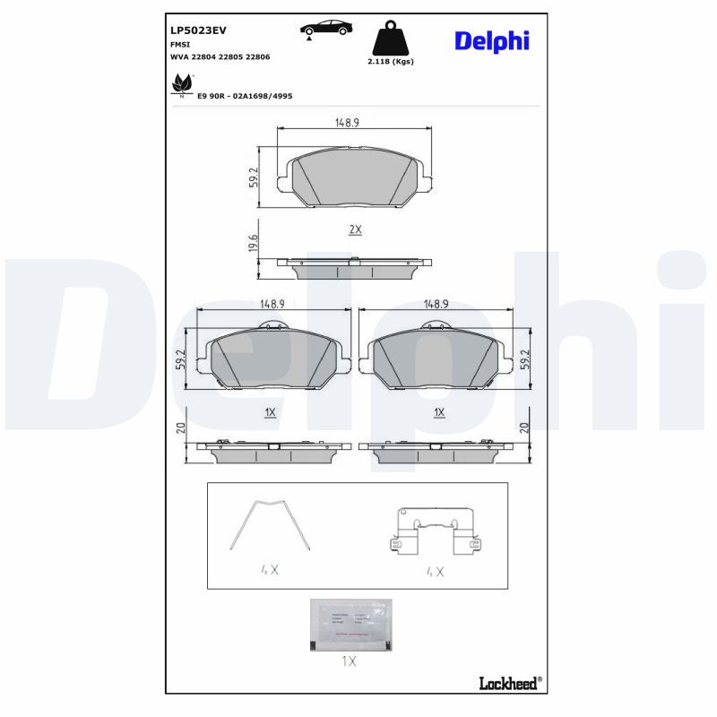 DELPHI LP5023EV Brake Pad Set, disc brake