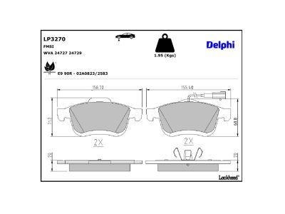 DELPHI LP3270 Brake Pad Set, disc brake