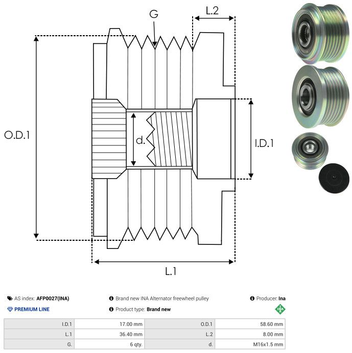 AS-PL AFP0027(INA) Alternator Freewheel Clutch